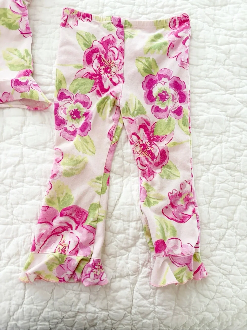 4T • Baby LuLu Floral Pink Ruffle Matching Set Flares and Tee